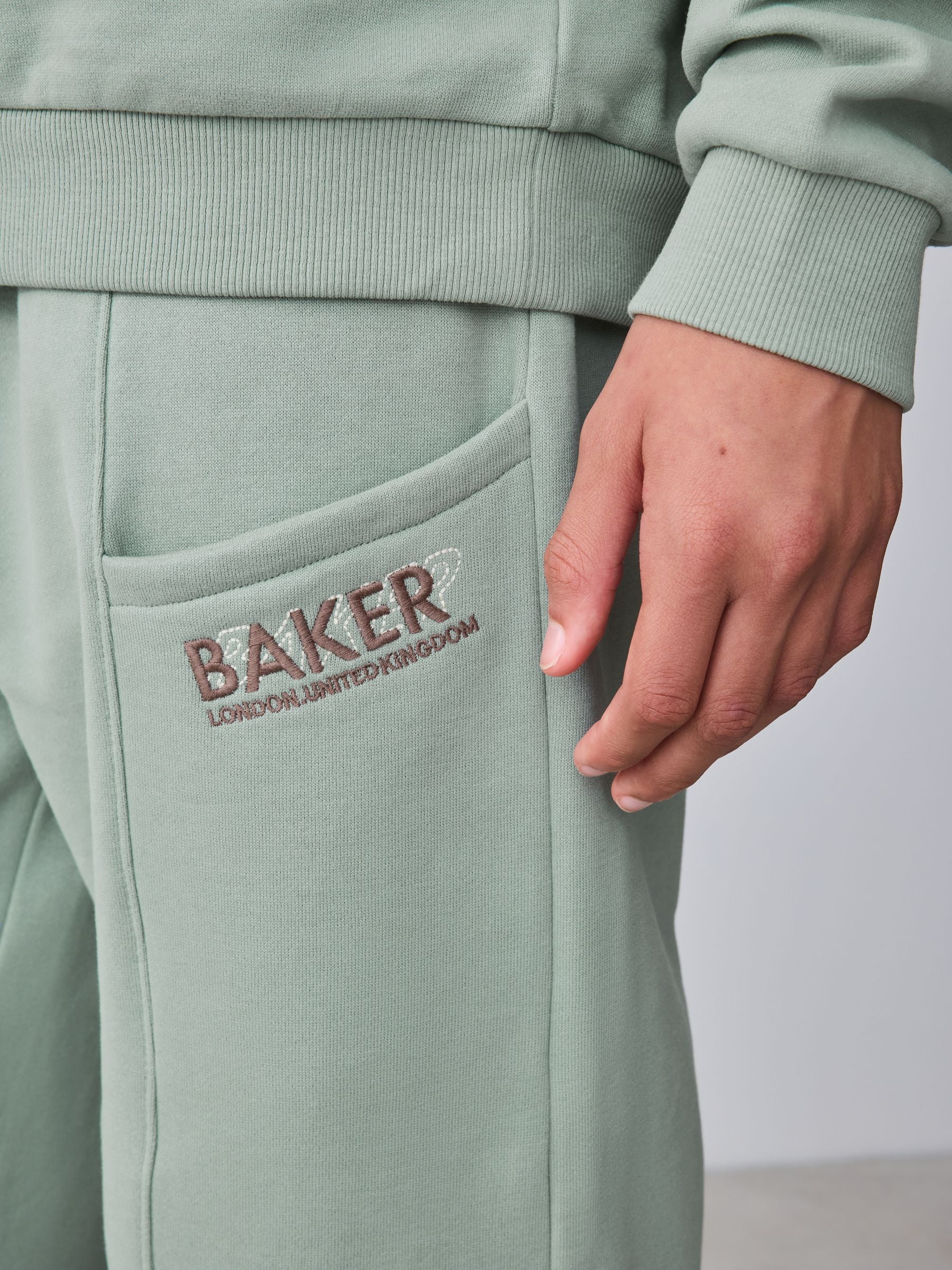 Dsiney Kidz - Baker by Ted Baker Sage Green Baker by Ted Baker Oversized Sweatshirt and Wide Leg Joggers Set image 9