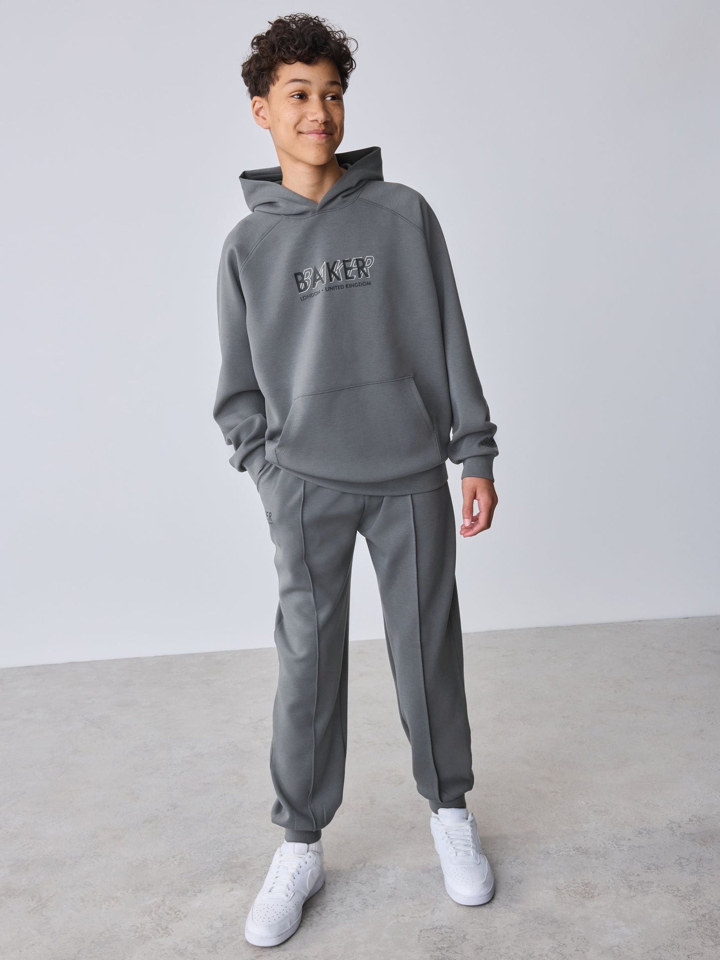 Dsiney Kidz - Baker by Ted Baker Charcoal Grey Oversized Scuba Hoodie and Joggers Set image 1