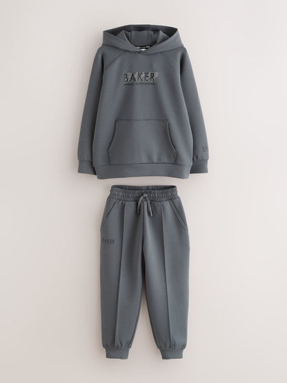 Dsiney Kidz - Baker by Ted Baker Charcoal Grey Oversized Scuba Hoodie and Joggers Set image 10