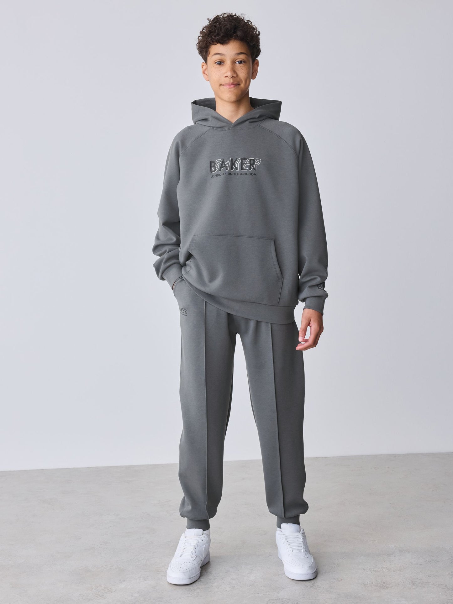 Dsiney Kidz - Baker by Ted Baker Charcoal Grey Oversized Scuba Hoodie and Joggers Set image 2