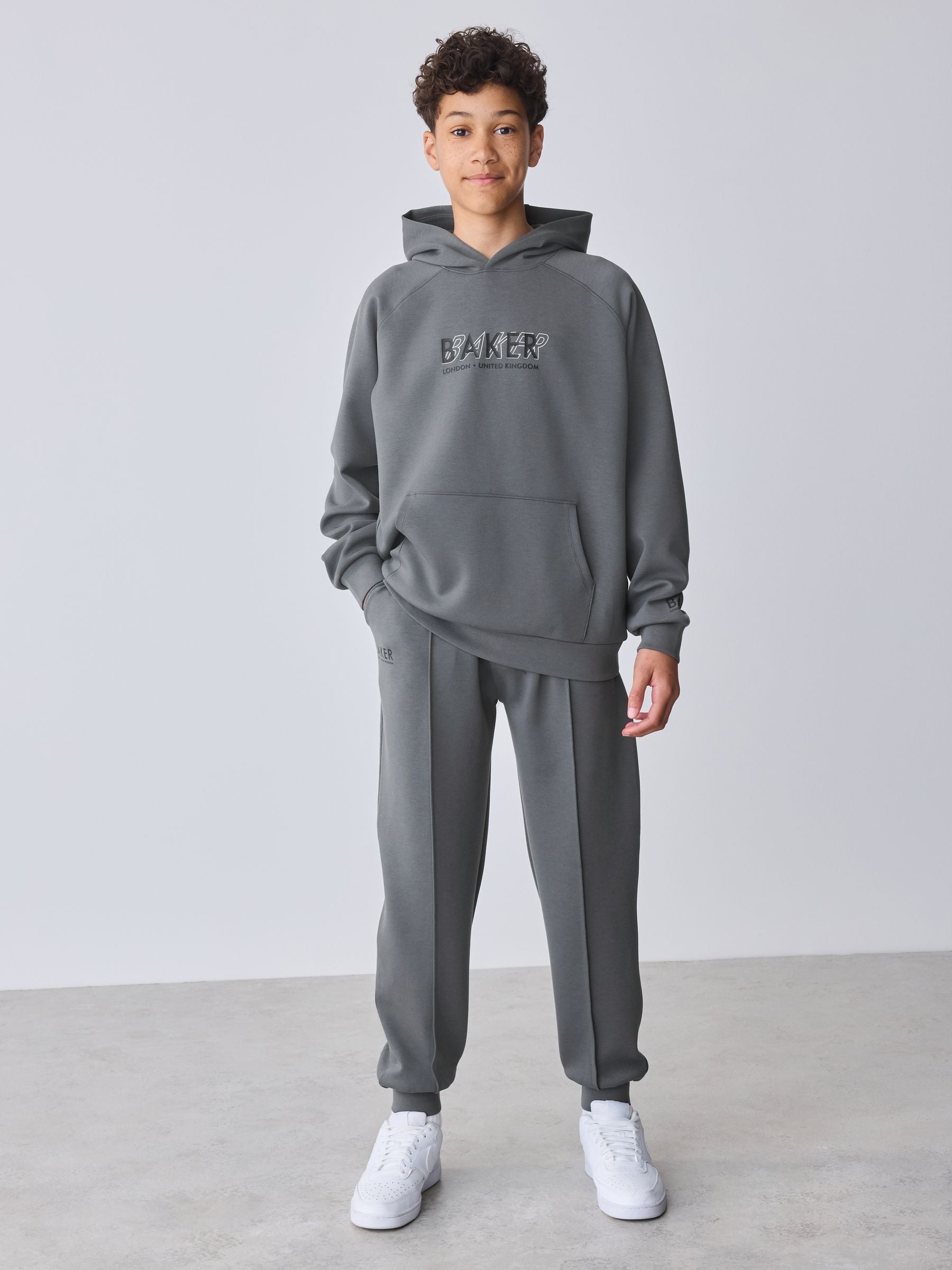 Dsiney Kidz - Baker by Ted Baker Charcoal Grey Oversized Scuba Hoodie and Joggers Set image 2