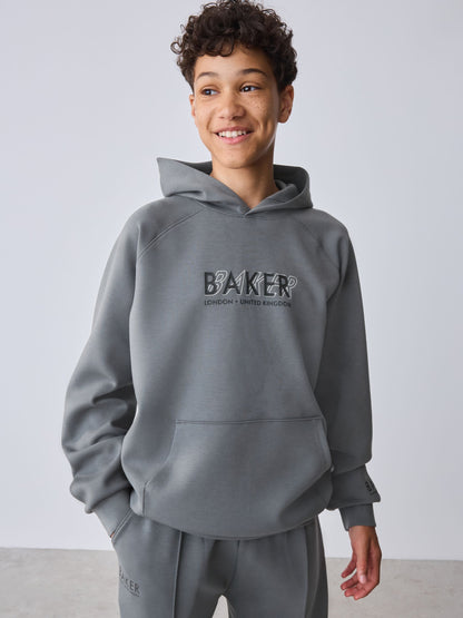 Dsiney Kidz - Baker by Ted Baker Charcoal Grey Oversized Scuba Hoodie and Joggers Set image 3