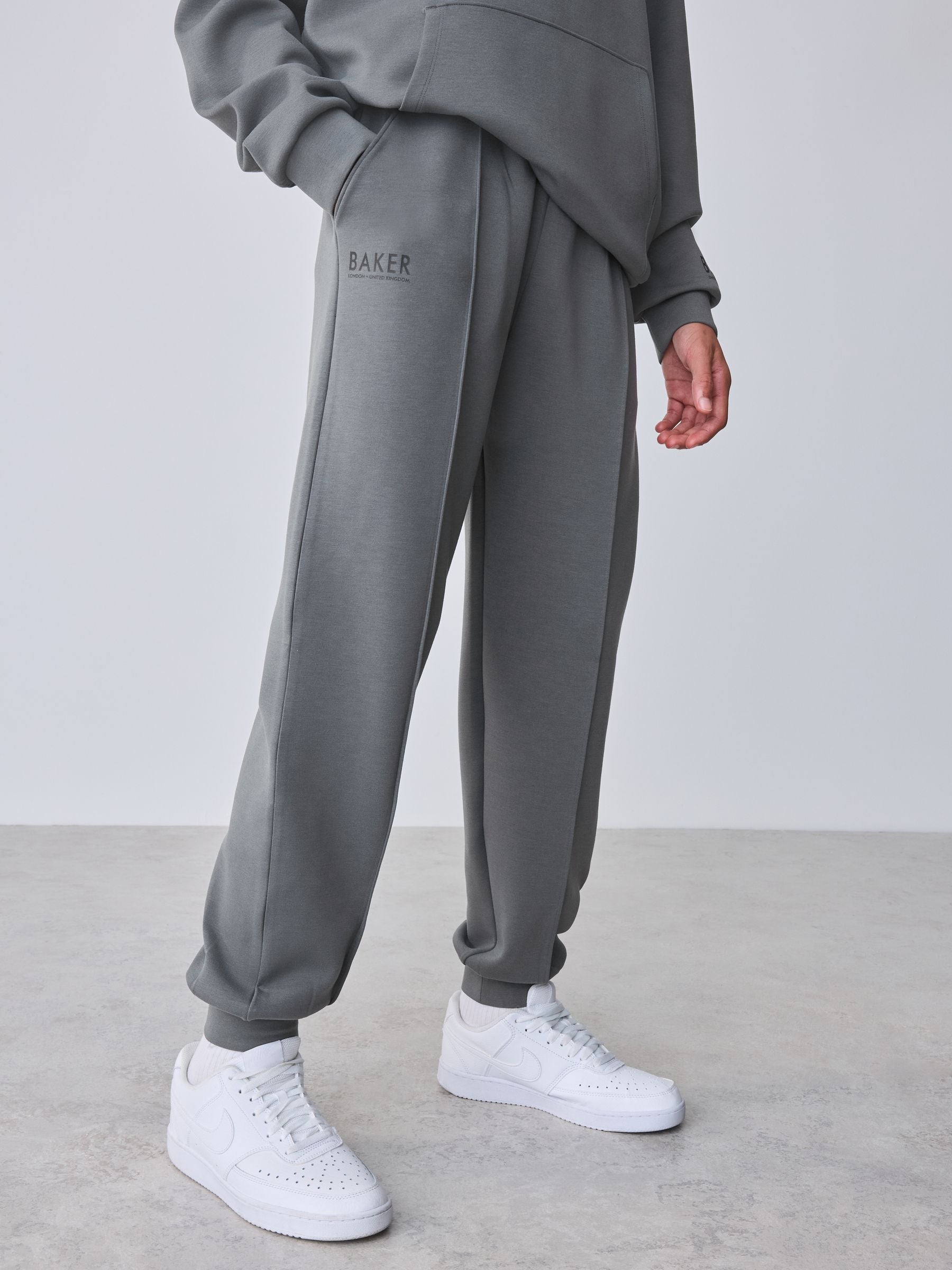 Dsiney Kidz - Baker by Ted Baker Charcoal Grey Oversized Scuba Hoodie and Joggers Set image 4
