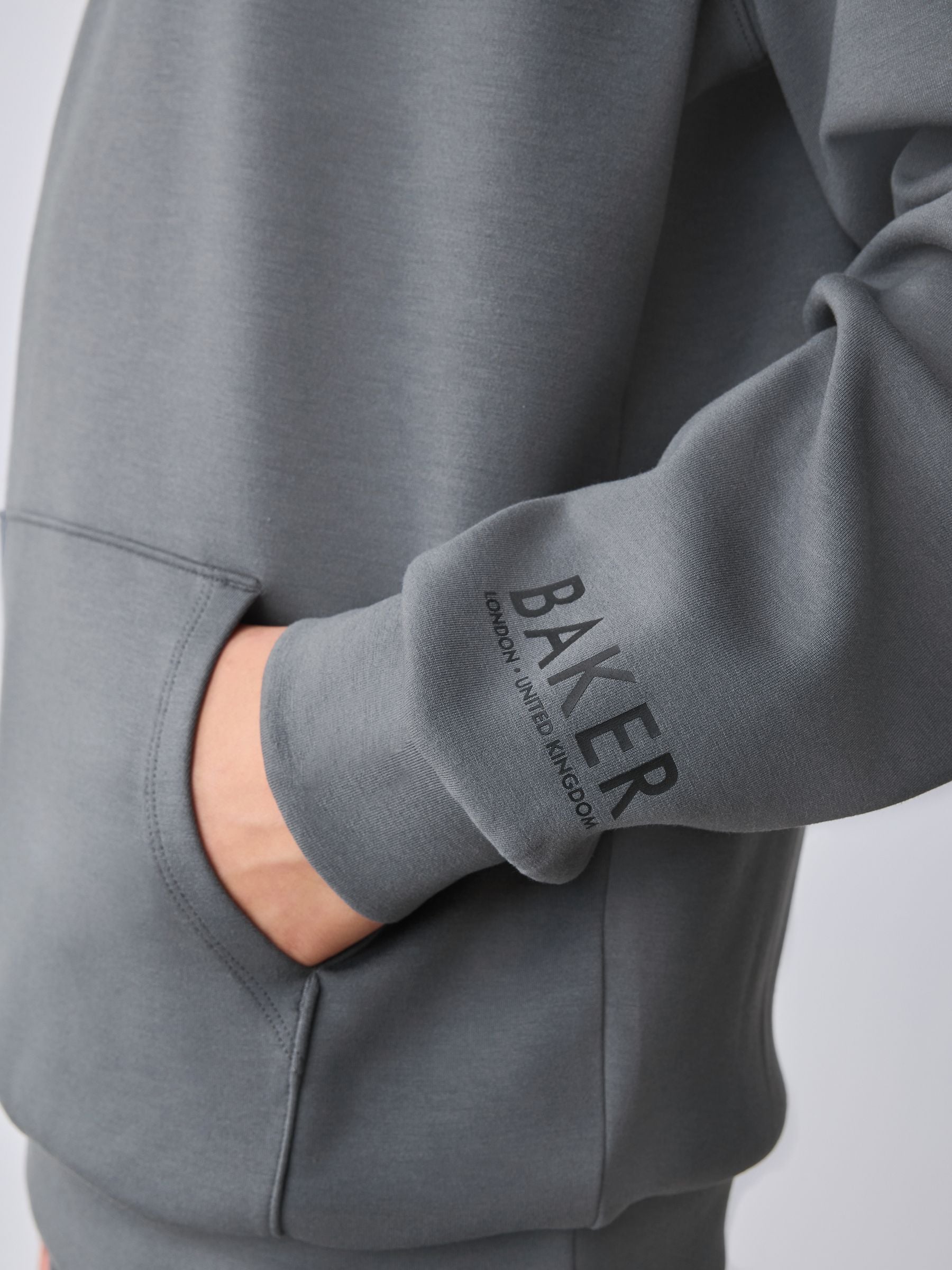 Dsiney Kidz - Baker by Ted Baker Charcoal Grey Oversized Scuba Hoodie and Joggers Set image 7