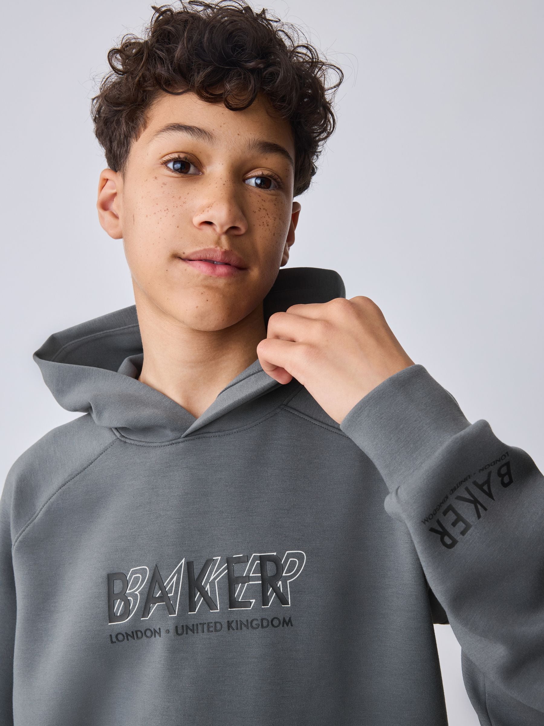Dsiney Kidz - Baker by Ted Baker Charcoal Grey Oversized Scuba Hoodie and Joggers Set image 8