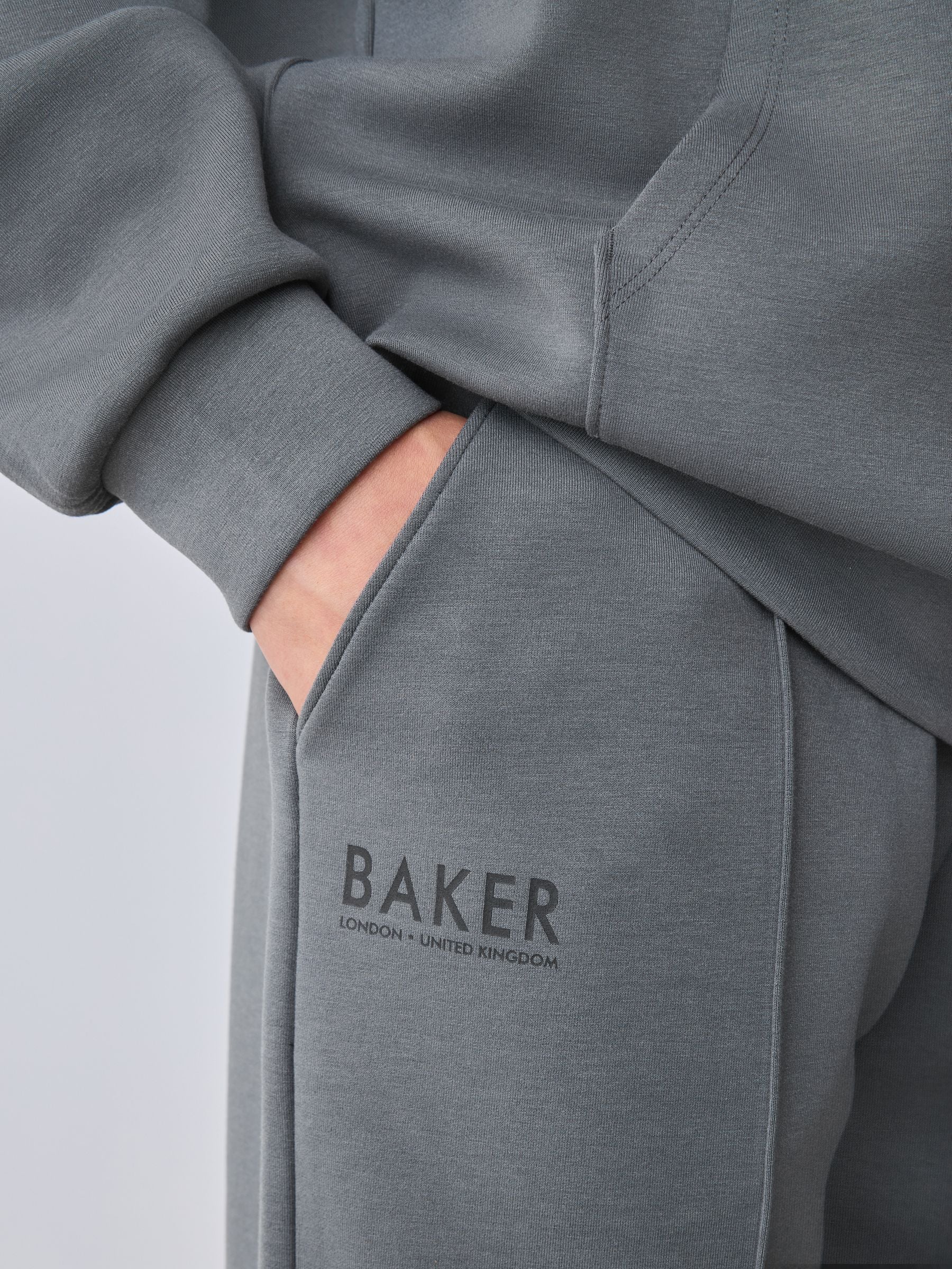 Dsiney Kidz - Baker by Ted Baker Charcoal Grey Oversized Scuba Hoodie and Joggers Set image 9