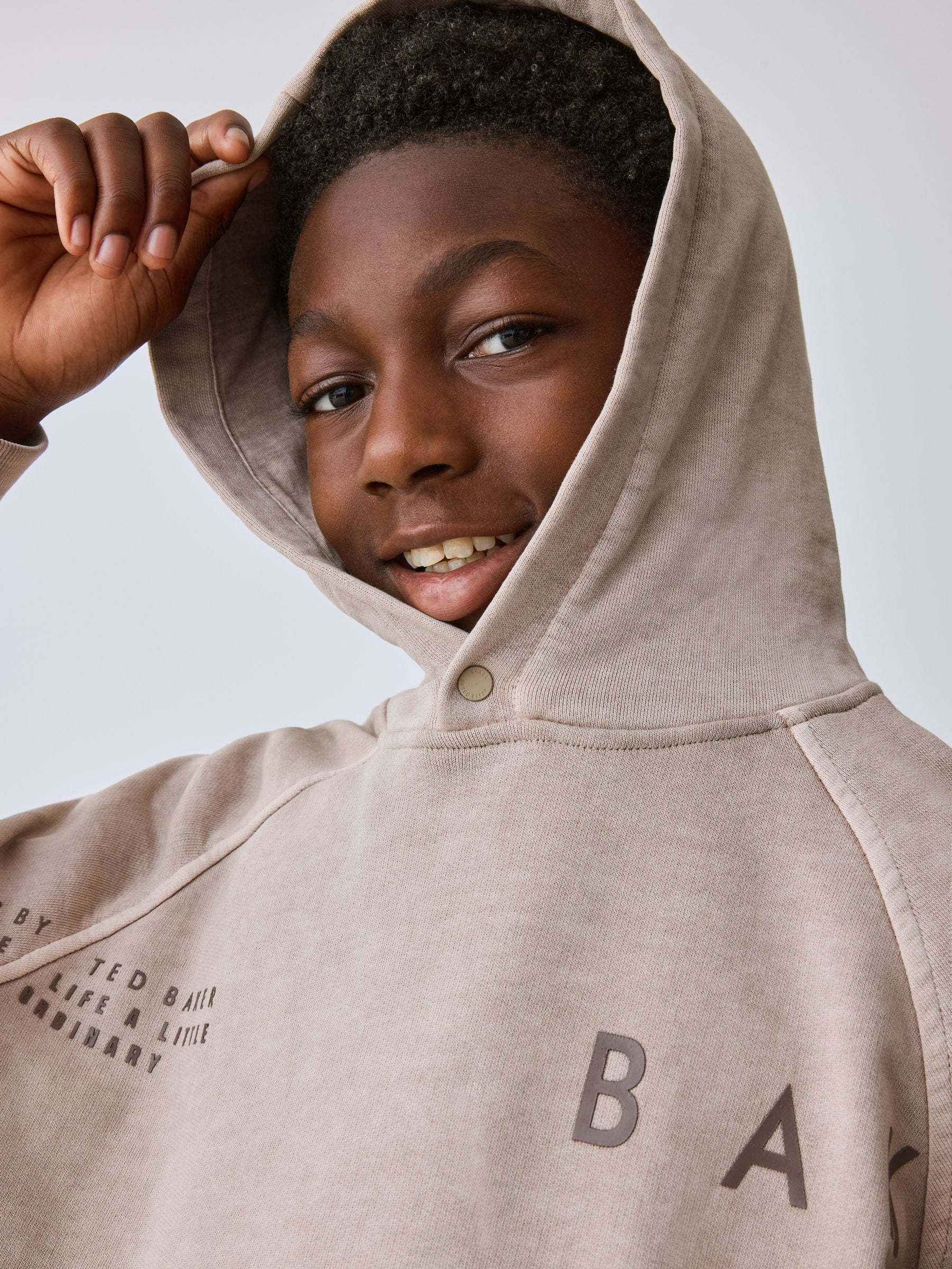 Dsiney Kidz - Baker by Ted Baker Stone Oversized Washed Graphic Hoodie and Wide Leg Joggers Set image 4