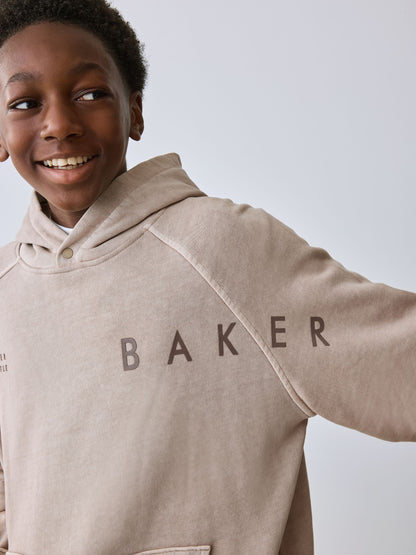 Dsiney Kidz - Baker by Ted Baker Stone Oversized Washed Graphic Hoodie and Wide Leg Joggers Set image 6