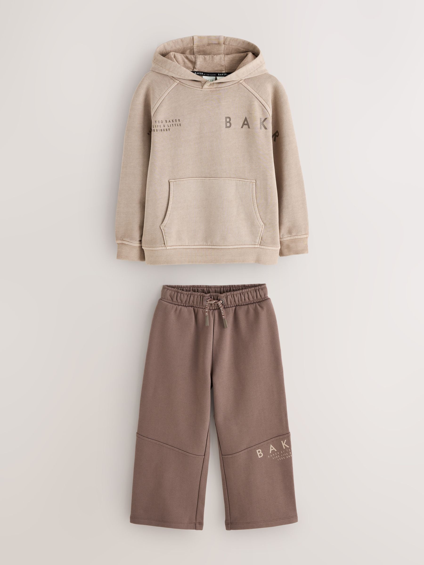 Dsiney Kidz - Baker by Ted Baker Stone Oversized Washed Graphic Hoodie and Wide Leg Joggers Set image 8
