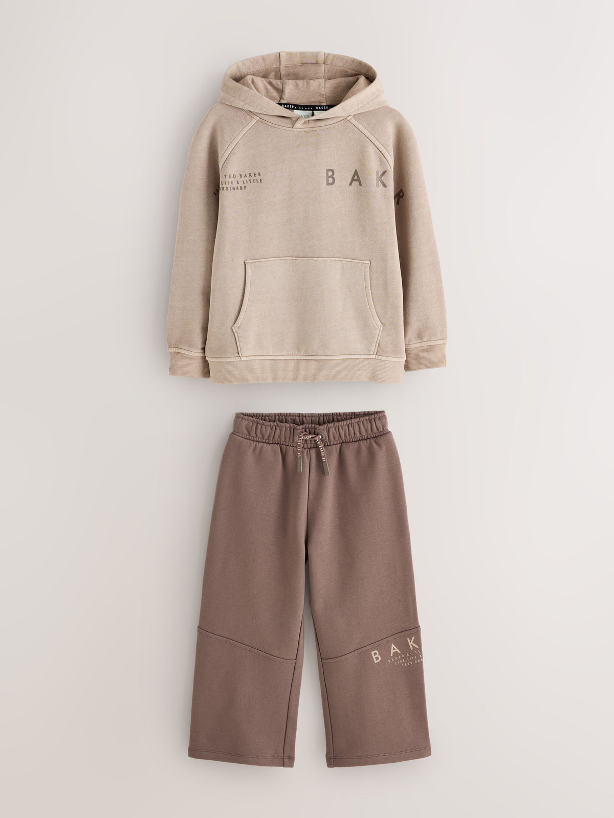 Dsiney Kidz - Baker by Ted Baker Stone Oversized Washed Graphic Hoodie and Wide Leg Joggers Set image 8