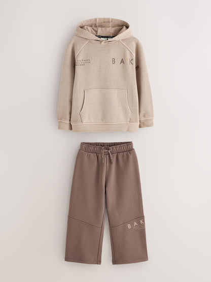 Dsiney Kidz - Baker by Ted Baker Stone Oversized Washed Graphic Hoodie and Wide Leg Joggers Set image 8