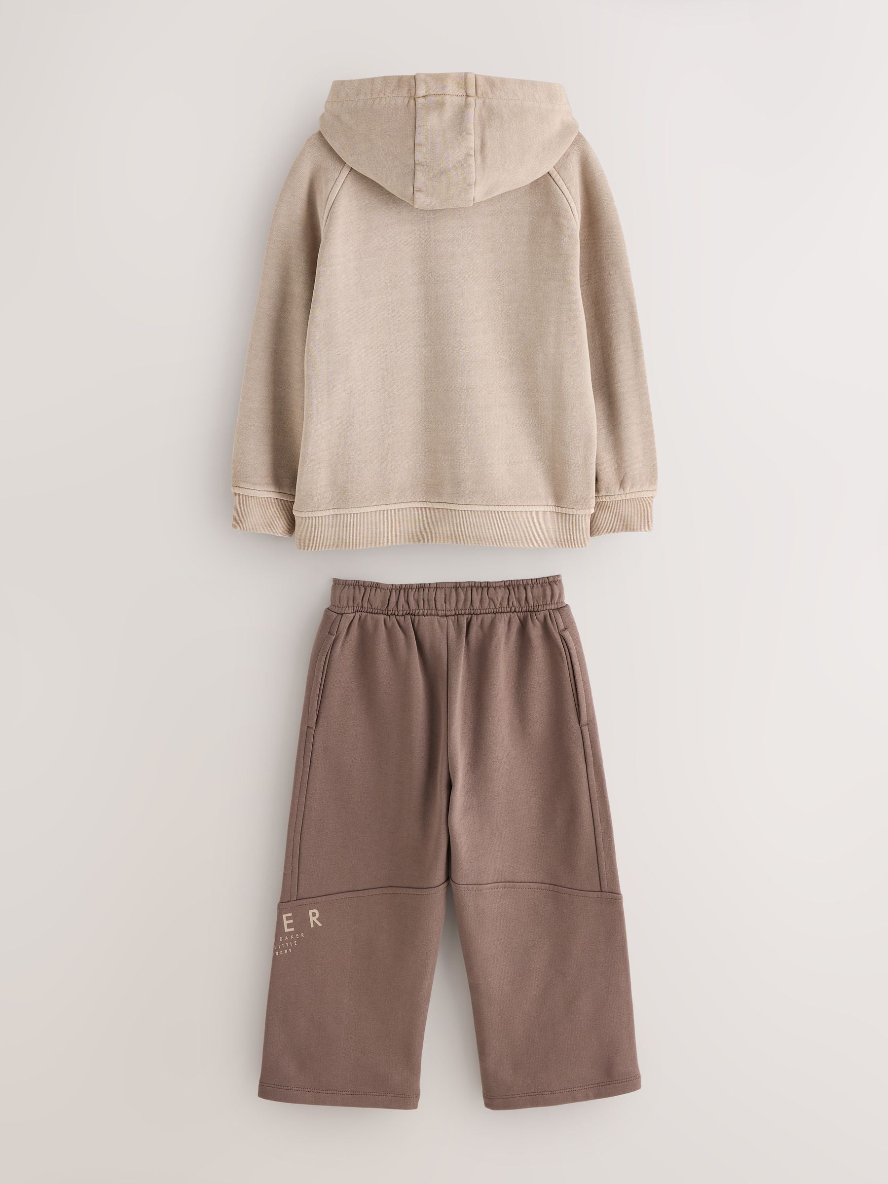 Dsiney Kidz - Baker by Ted Baker Stone Oversized Washed Graphic Hoodie and Wide Leg Joggers Set image 9