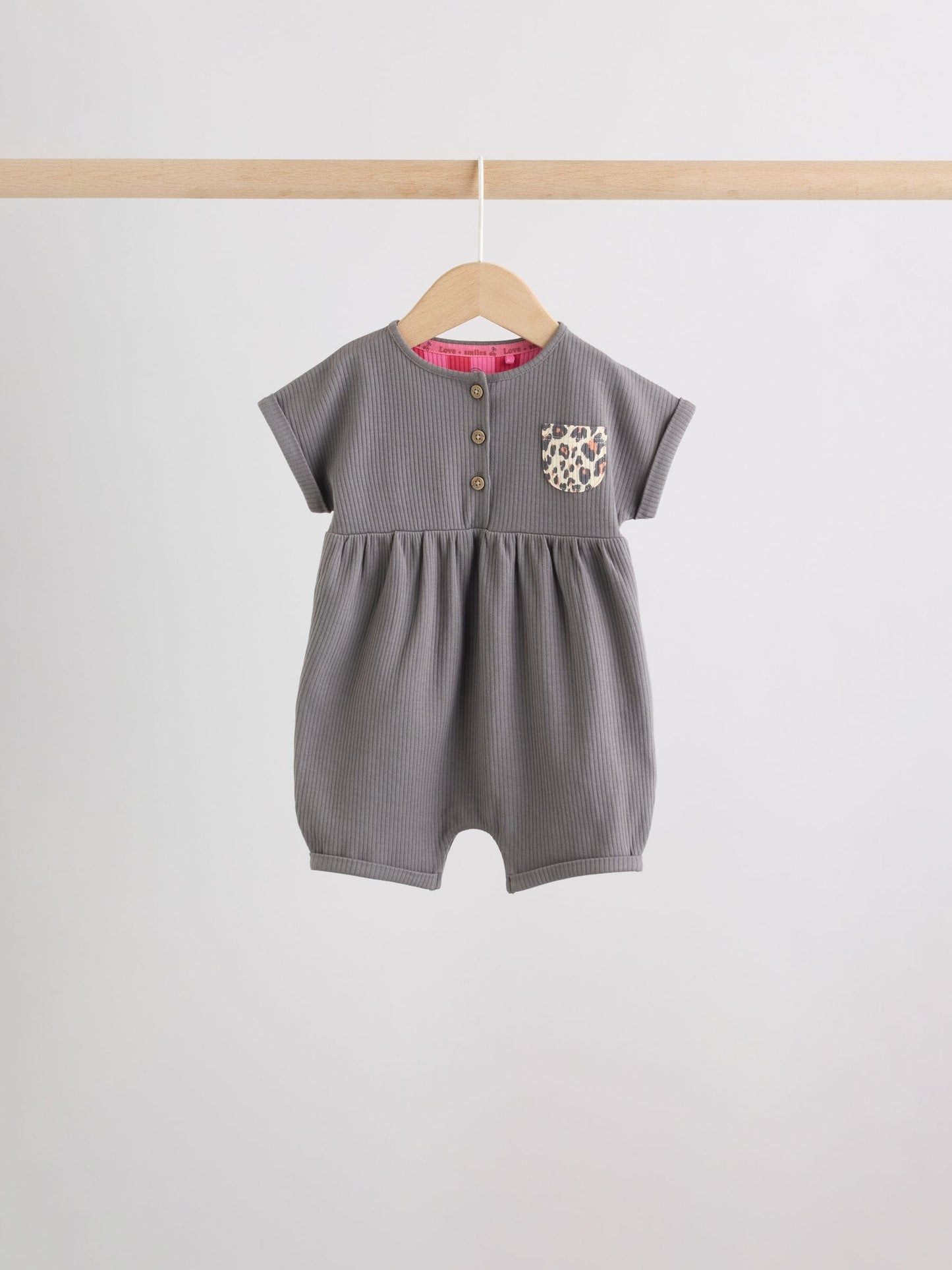 Pink and Leopard Printed Button T-Shirt Jersey Baby Rompers 3 Pack image 6