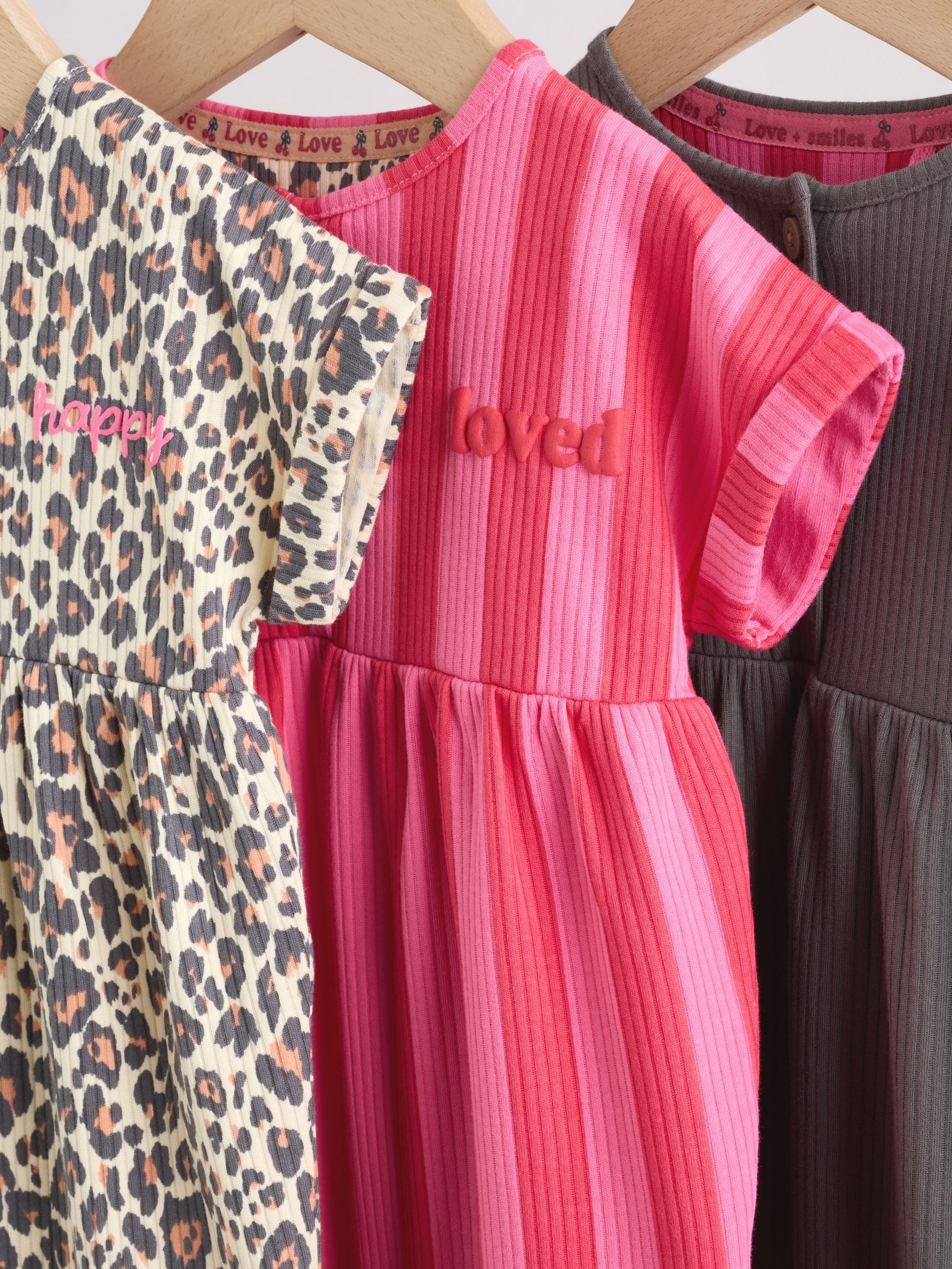 Pink and Leopard Printed Button T-Shirt Jersey Baby Rompers 3 Pack image 7
