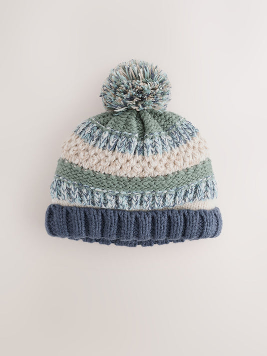 Dsiney Kidz - Mineral Stripe Knitted Baby Hat With Pom image 1