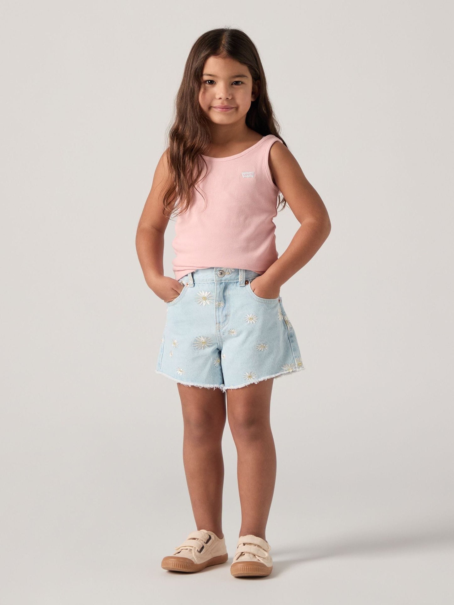 Levi's Blue Daisy High Waisted Adjustable Denim Shorts image 3