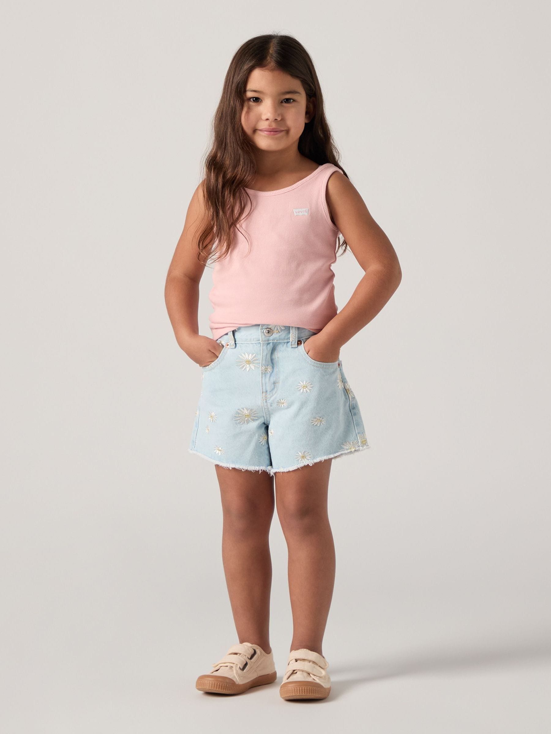 Levi's Blue Daisy High Waisted Adjustable Denim Shorts image 3