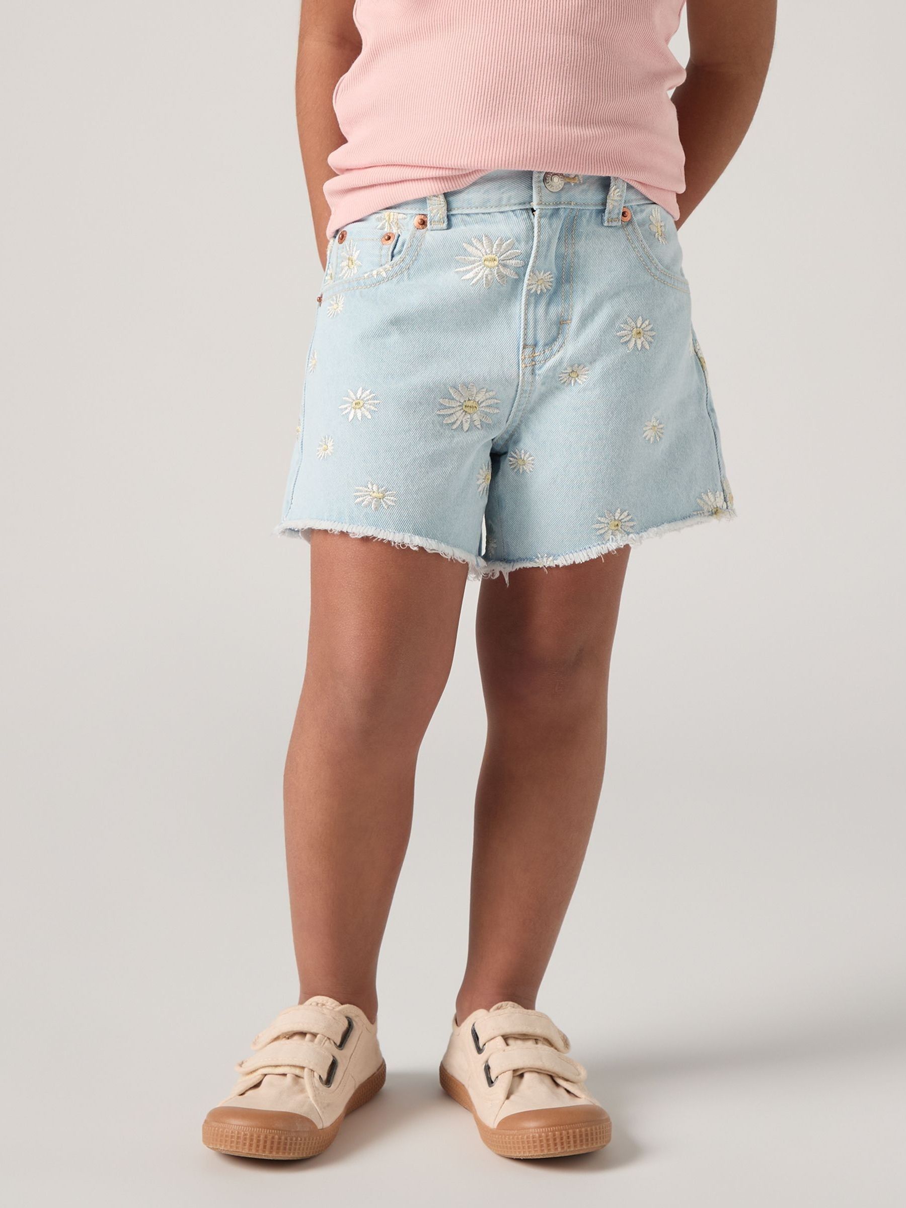 Levi's Blue Daisy High Waisted Adjustable Denim Shorts image 4
