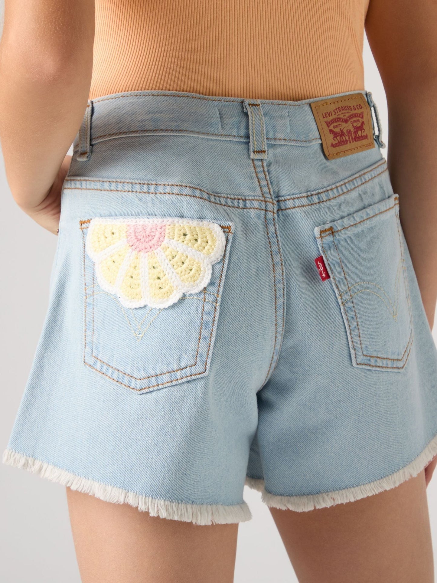 Levi's Denim Blue High Waisted Adjustable Denim Shorts image 2
