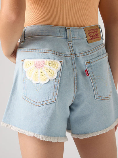Levi's Denim Blue High Waisted Adjustable Denim Shorts image 2