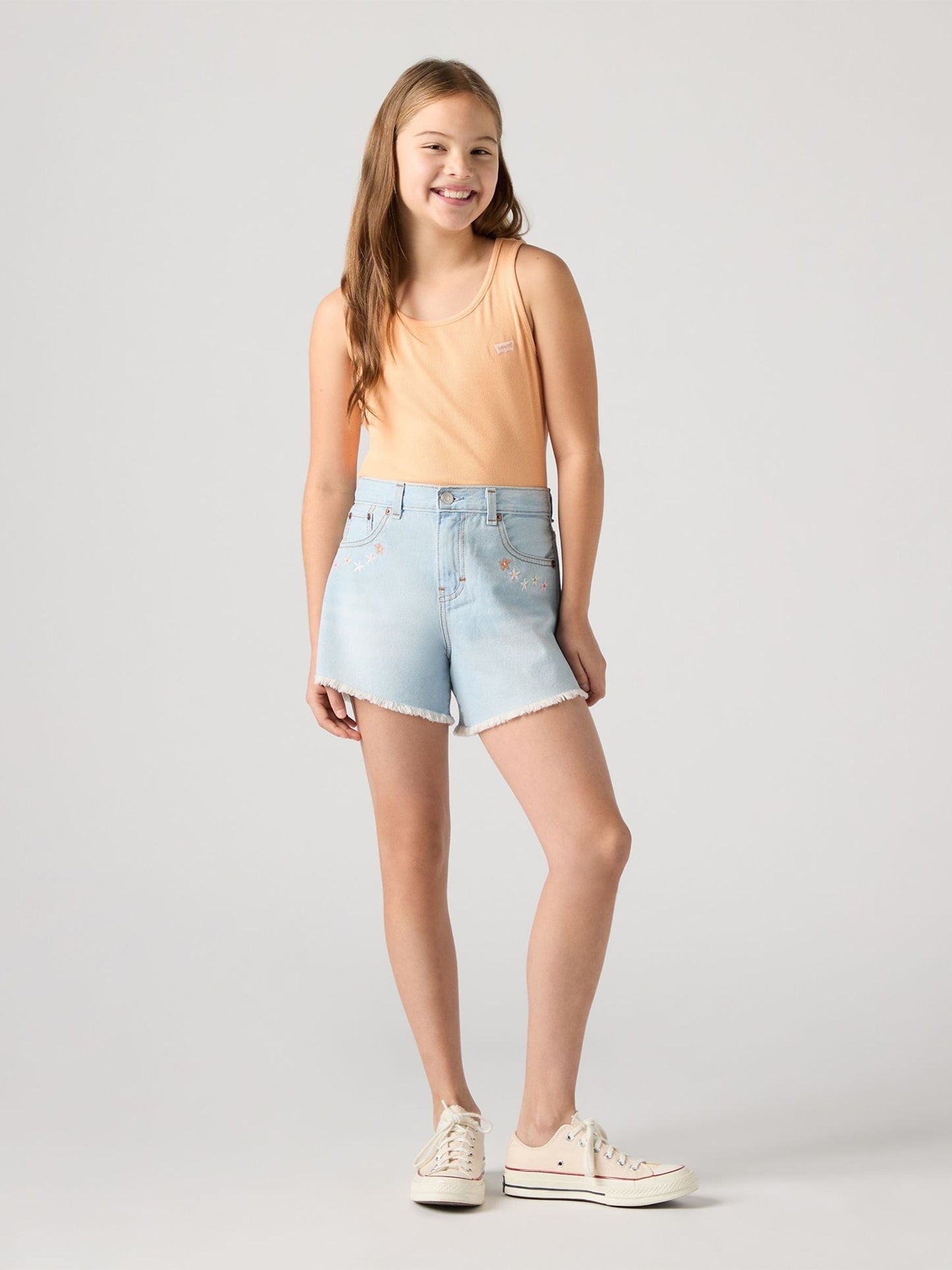 Levi's Denim Blue High Waisted Adjustable Denim Shorts image 3