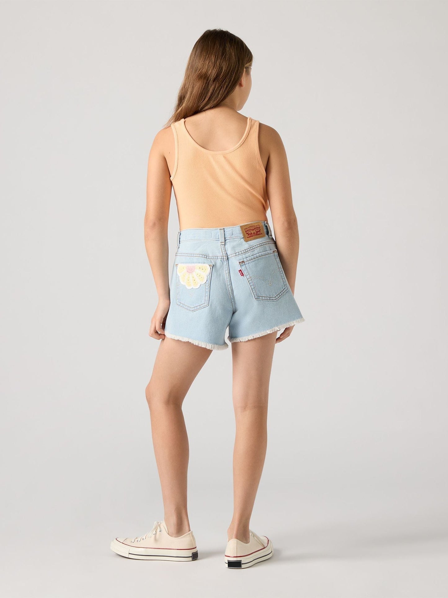 Levi's Denim Blue High Waisted Adjustable Denim Shorts image 4