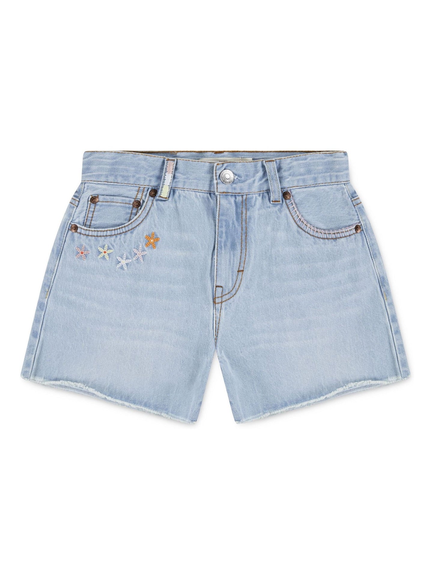Levi's Denim Blue High Waisted Adjustable Denim Shorts image 5