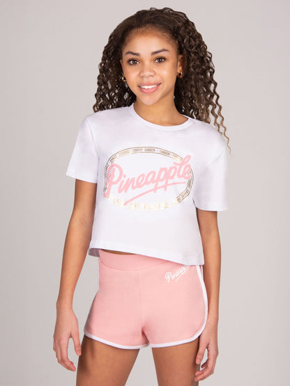 Dsiney Kidz - Pineapple Chalk White Logo Girls Dance Crop T-Shirt image 1