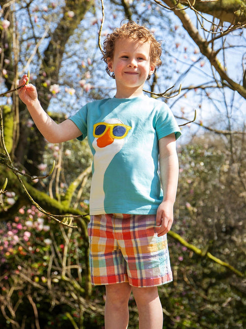 Frugi Blue Archie Slub Shorts image 1