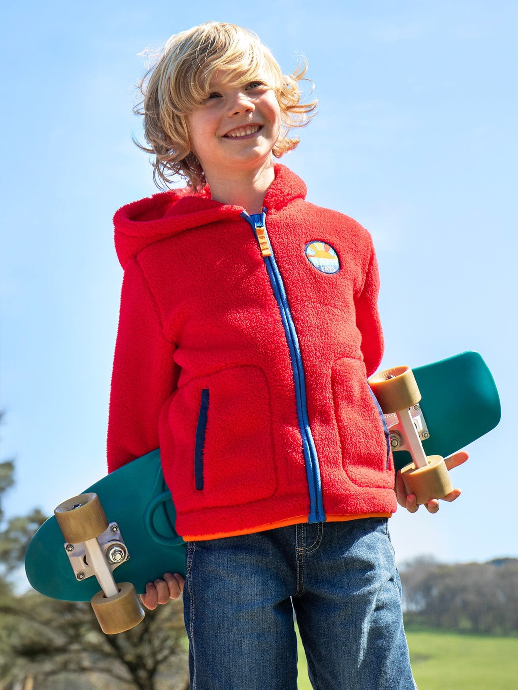 Dsiney Kidz - Frugi Red Glen Ted Fleece Jacket image 1