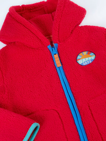 Dsiney Kidz - Frugi Red Glen Ted Fleece Jacket image 2