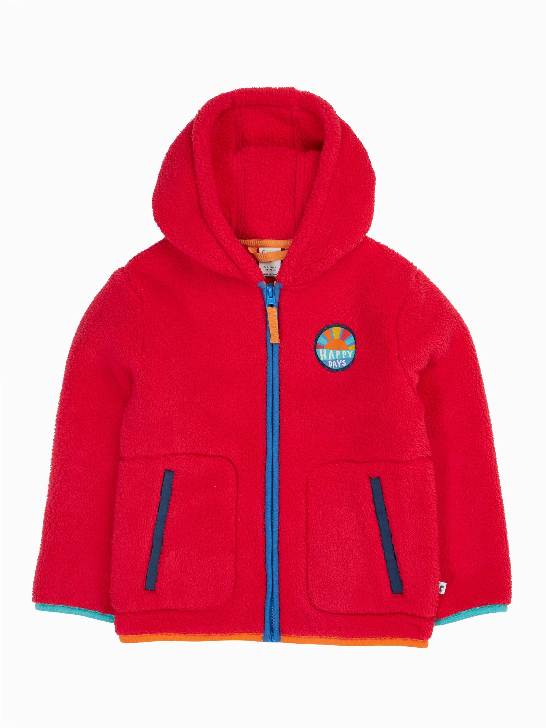 Dsiney Kidz - Frugi Red Glen Ted Fleece Jacket image 3
