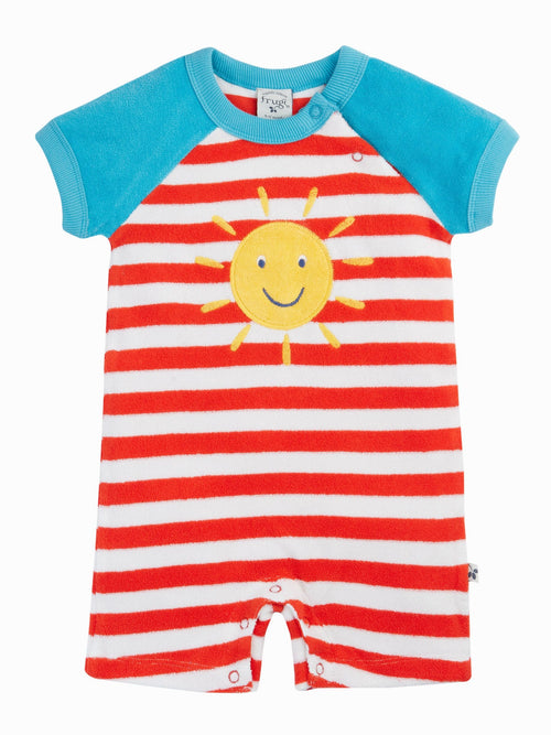Frugi Red Shore Towelling Romper image 1