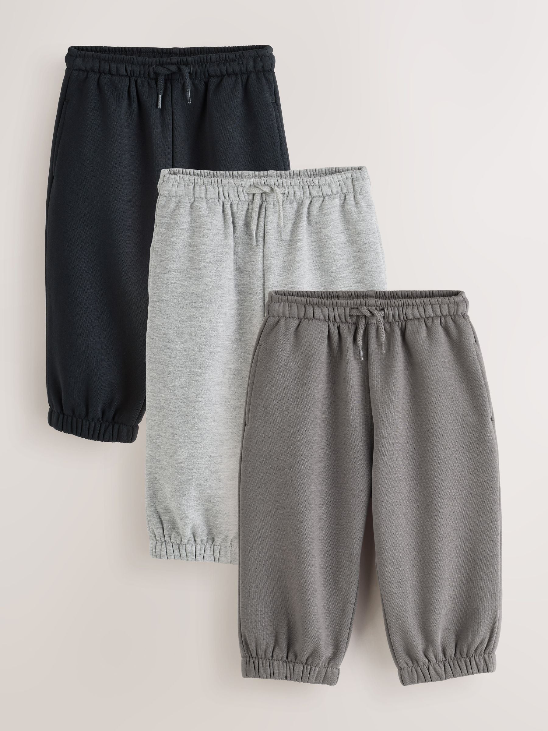 Dsiney Kidz - Grey/Black Wide Cuffed Joggers 3 Pack (3mths-7yrs) image 1