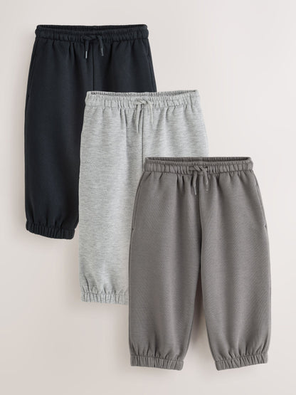 Dsiney Kidz - Grey/Black Wide Cuffed Joggers 3 Pack (3mths-7yrs) image 1