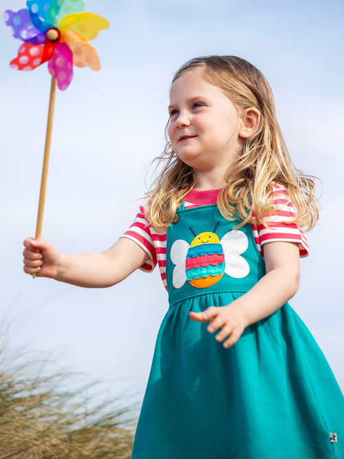 Dsiney Kidz - Frugi Green Enya Pinafore Dress image 1