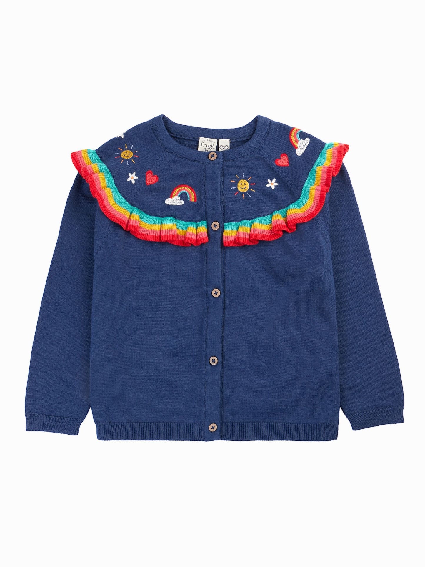 Dsiney Kidz - Frugi Blue Little Romi Ruffle Cardigan image 1
