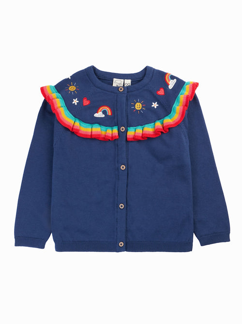 Dsiney Kidz - Frugi Blue Little Romi Ruffle Cardigan image 1