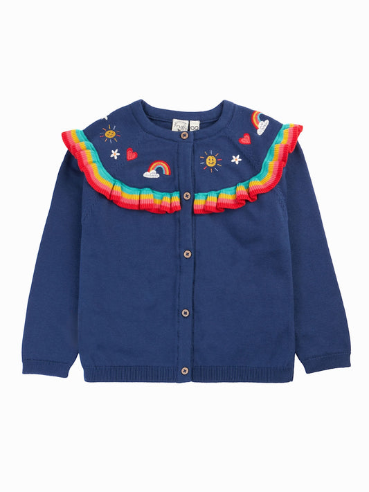 Dsiney Kidz - Frugi Blue Little Romi Ruffle Cardigan image 1