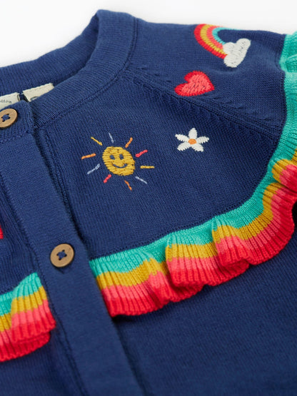 Dsiney Kidz - Frugi Blue Little Romi Ruffle Cardigan image 3