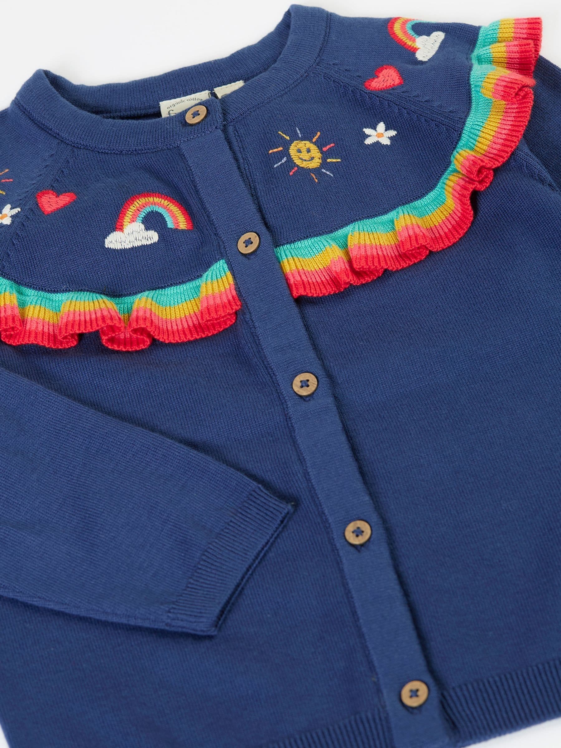 Dsiney Kidz - Frugi Blue Little Romi Ruffle Cardigan image 4