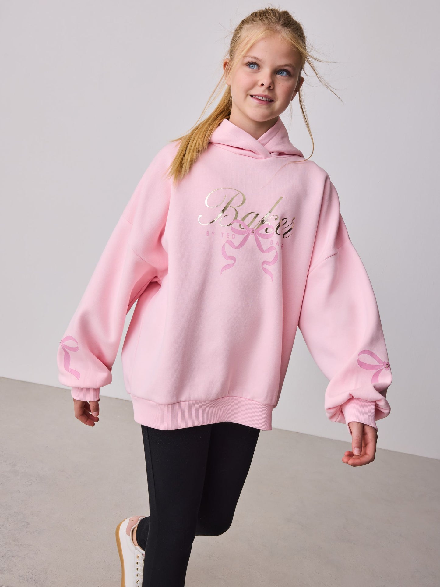 Baker by Ted Baker Oversized Bow Graphic Pink Hoodie image 2