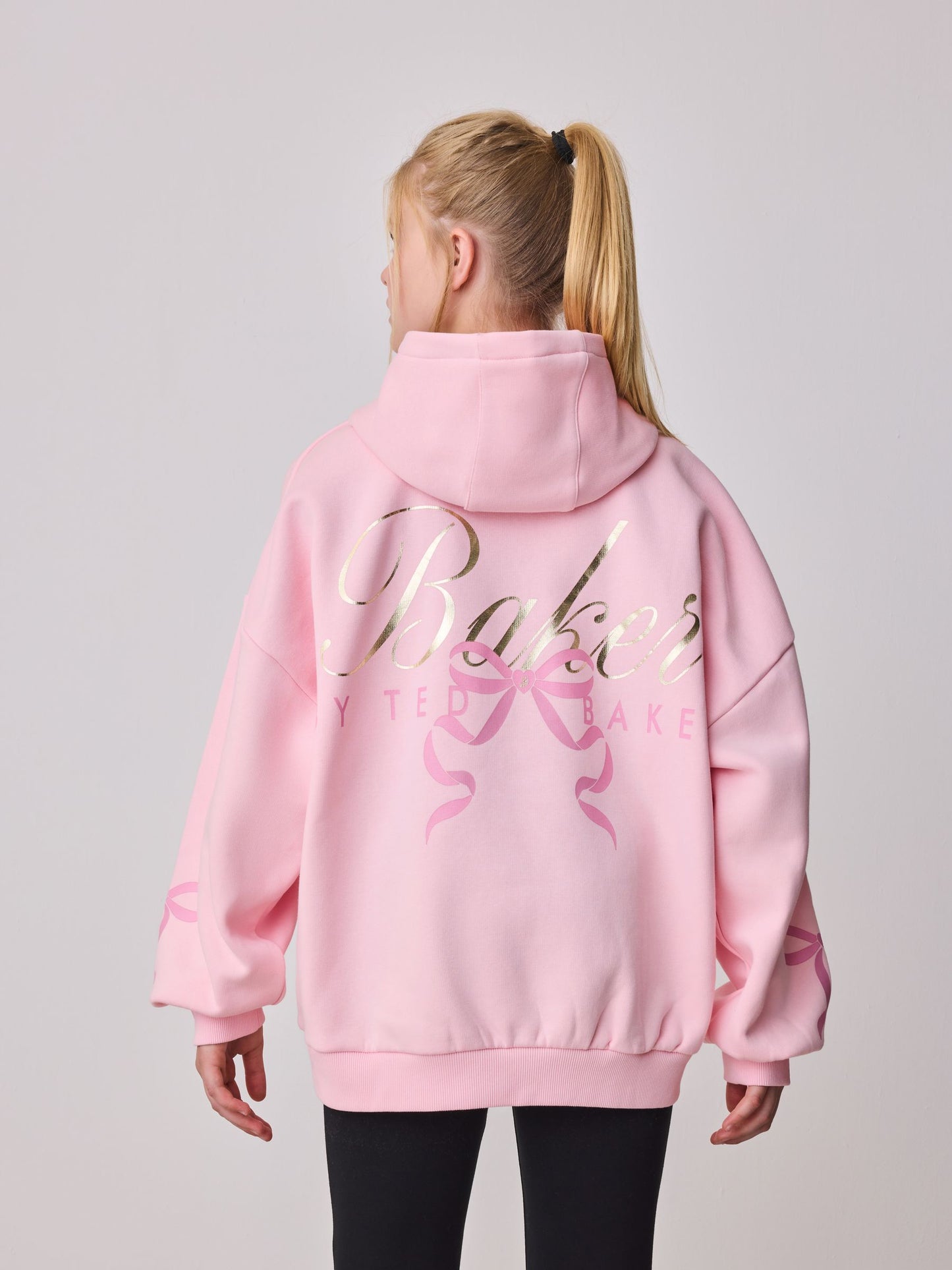 Baker by Ted Baker Oversized Bow Graphic Pink Hoodie image 6