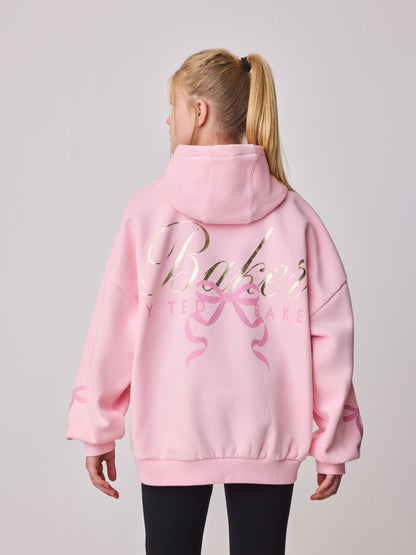 Baker by Ted Baker Oversized Bow Graphic Pink Hoodie image 6