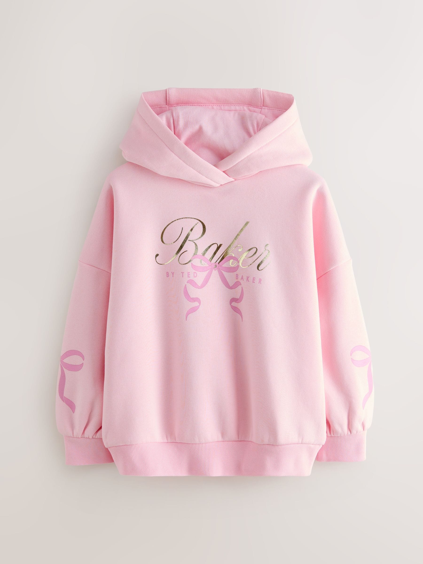 Baker by Ted Baker Oversized Bow Graphic Pink Hoodie image 7