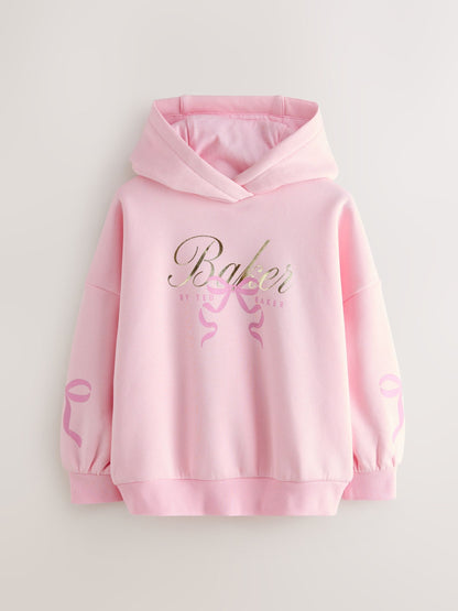 Baker by Ted Baker Oversized Bow Graphic Pink Hoodie image 7
