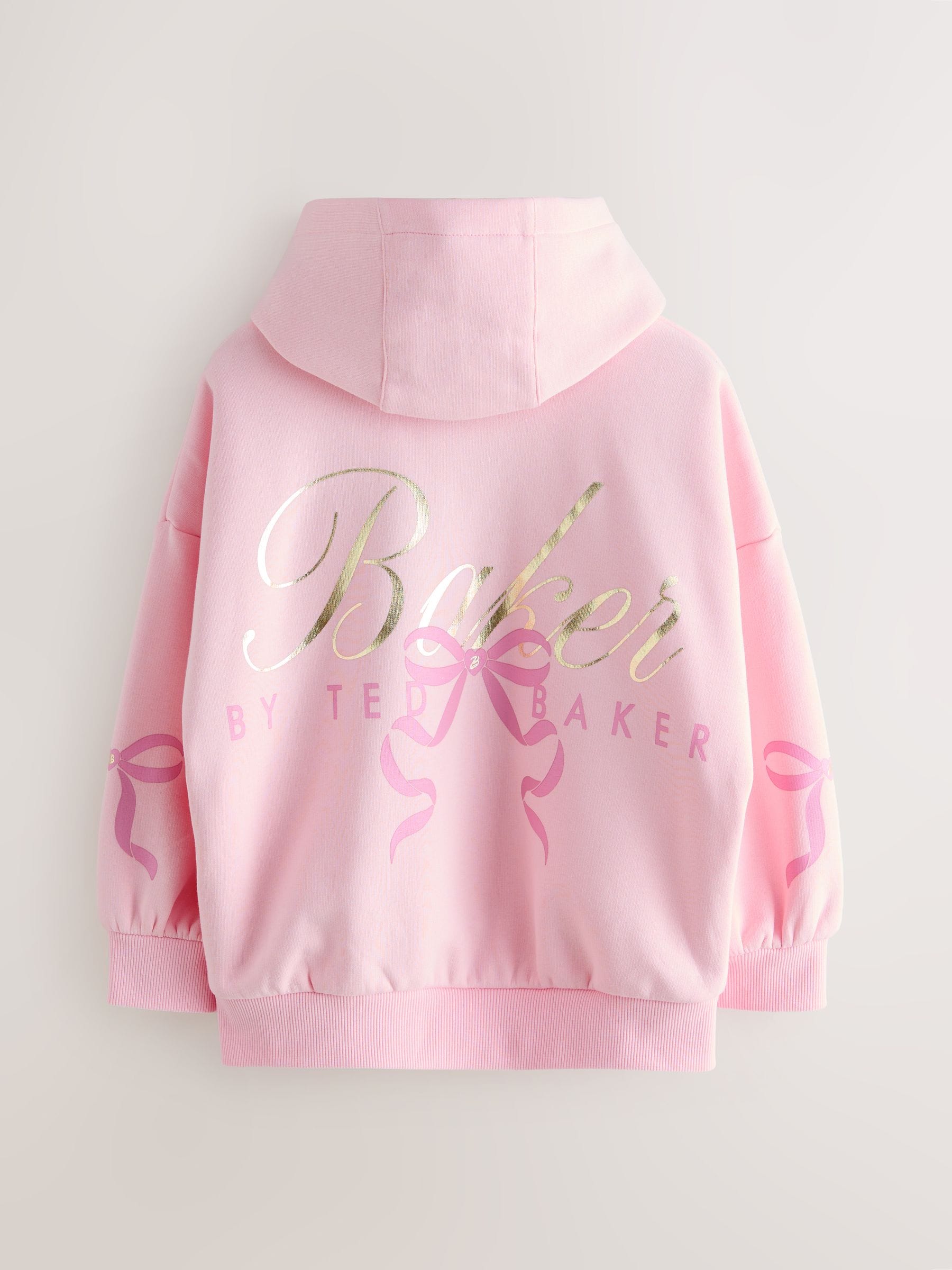 Baker by Ted Baker Oversized Bow Graphic Pink Hoodie image 8