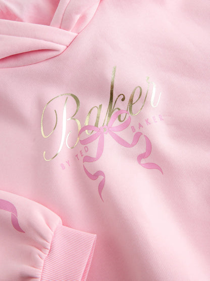 Baker by Ted Baker Oversized Bow Graphic Pink Hoodie image 9