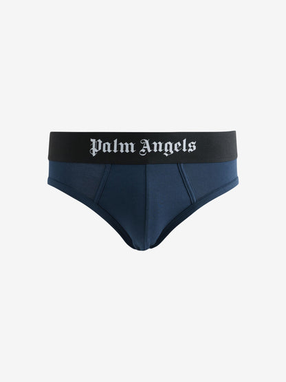 Dsiney Kidz - Palm Angels White Navy Black Cotton Stretch Logo Hipsters 3 Pack image 4