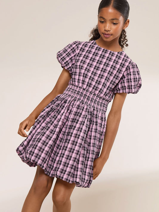 Dsiney Kidz - Lipsy Pink Check Shirred Waist Puffball Dress (5-16yrs) image 1